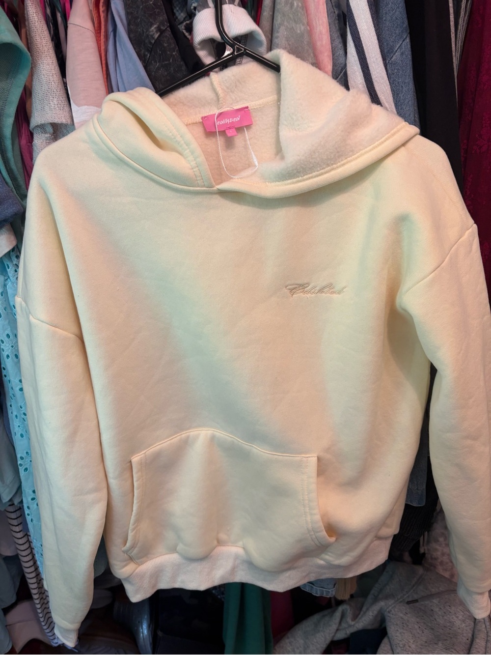 Edikted Cream Hoodie Sweatshirt